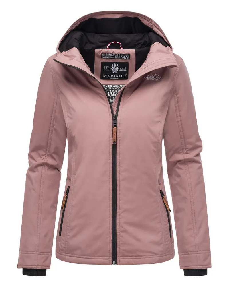 Marikoo Damen‑Übergangsjacke, leicht, mit Kapuze und Kragen - Rosé Rosé