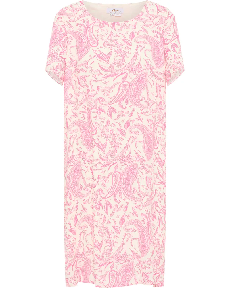 Usha Kurzarmkleid Damen rosa Wollweiß Rosa