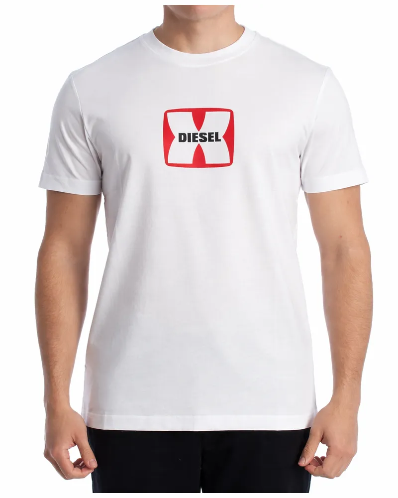Diesel Herren Slim Fit Kurzarm T-Shirt A03848_RPATI Weiß