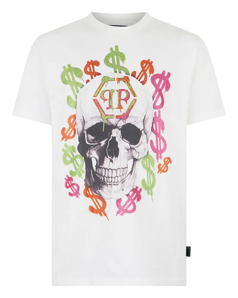 Philipp Plein Kurzarm-Rundhals-T-Shirt Weiß