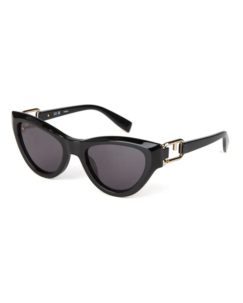 Furla Sonnenbrille Glänzendes Schwarz Schwarz