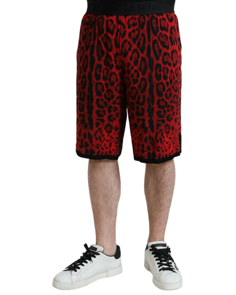 Dolce & Gabbana Rote Leopardenmuster Shorts Stil Pan75018 Rot