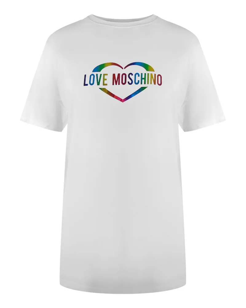 Moschino T‑Shirt mit mehrfarbigem Herzlogo - Weiß Weiß