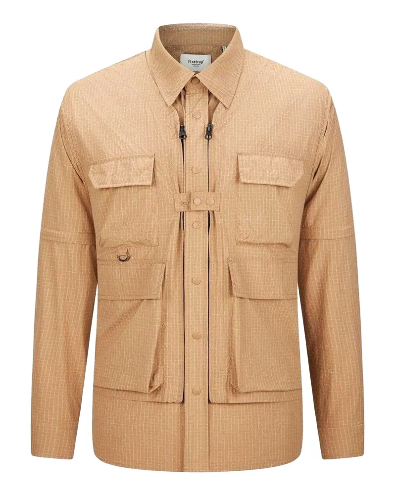Firetrap Hemd für Herren, Umwandelbar, Ripstop-Gewebe (Khaki Khaki