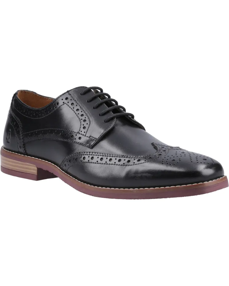 Hush Puppies Mack Leder Herren schwarze Brogues Schuhe Schwarz