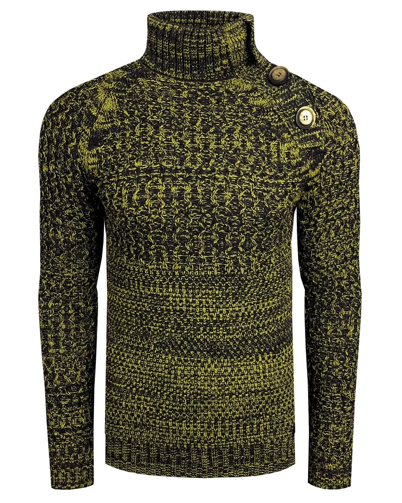 Rusty Neal Side-Button-Placket Grobstrick-Rollkragenpullover - Grün Grün