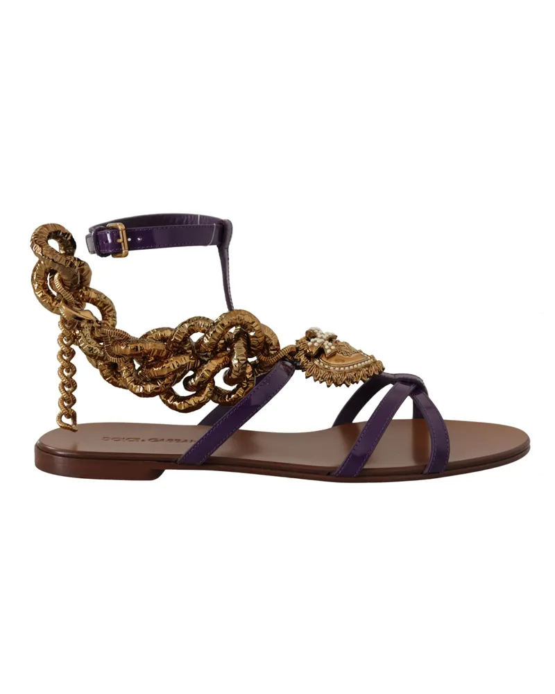 Dolce & Gabbana Damen Lila Leder Devotion Sandalen Lila