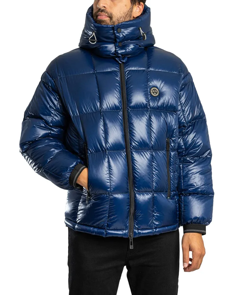 Armani Exchange Abzeichen-Steppjacke, Blau Blau