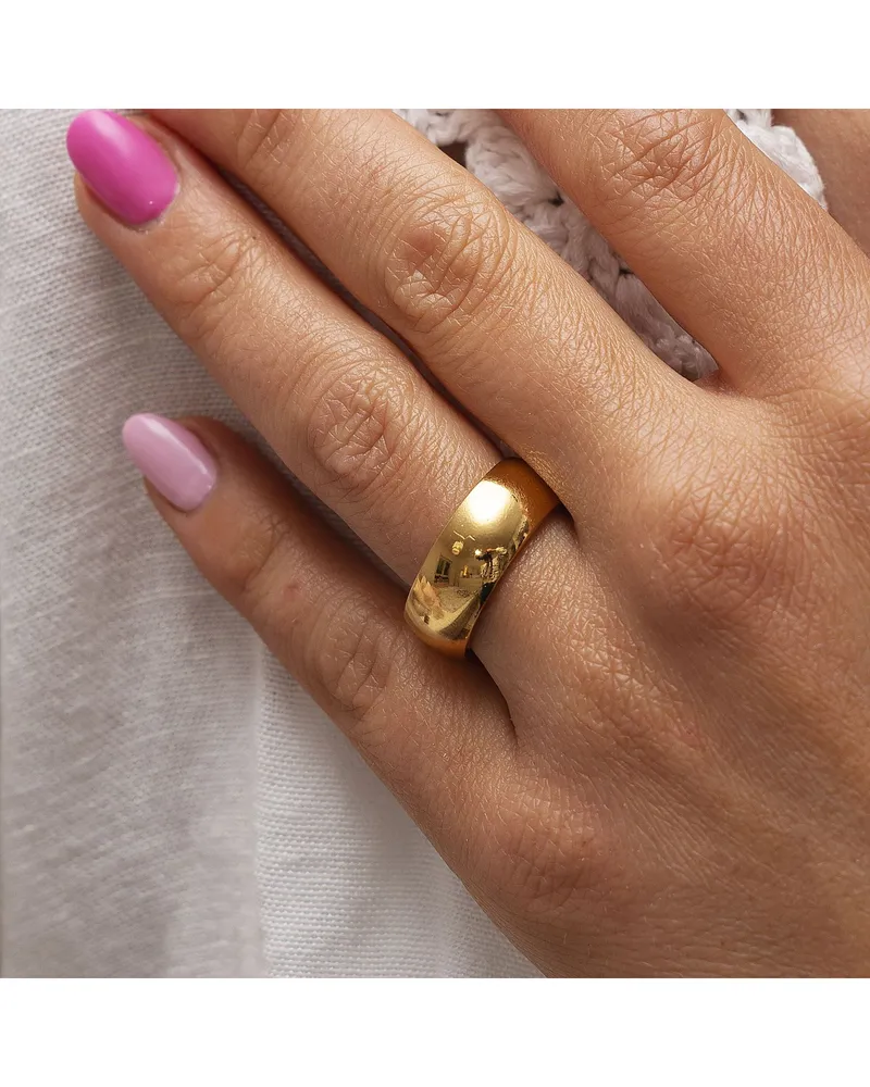 ZEEme Edelstahlring, gelb vergoldet, 8 mm breit - Gold Gold