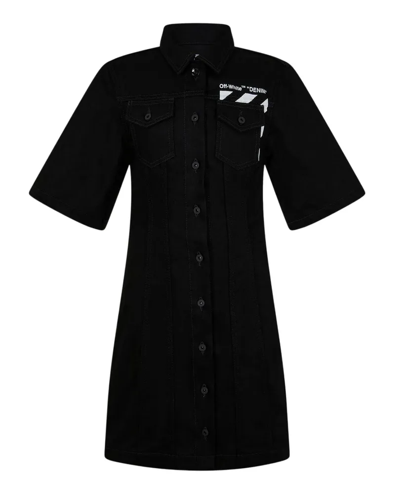 OFF-WHITE Off White - Hemdblusenkleid für Damen, Denim (Schwarz/Weiß Schwarz
