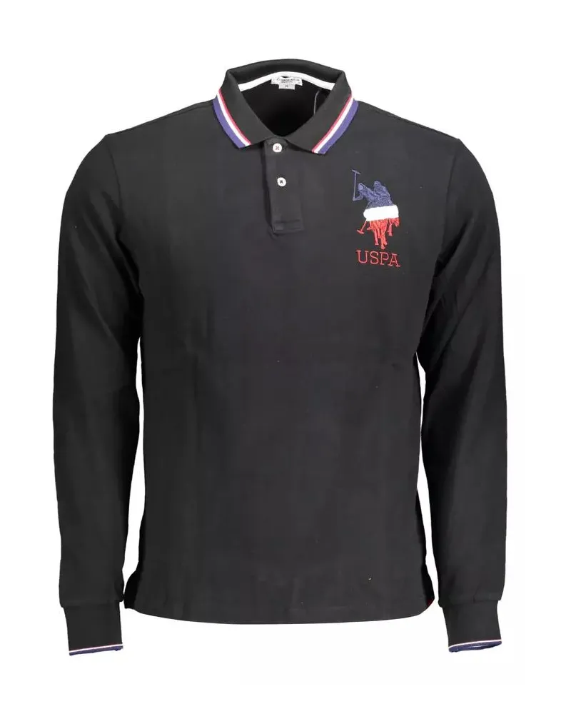 U.S. Polo Assn.  Langarm-Polohemd Klassischer Schnitt Schwarz