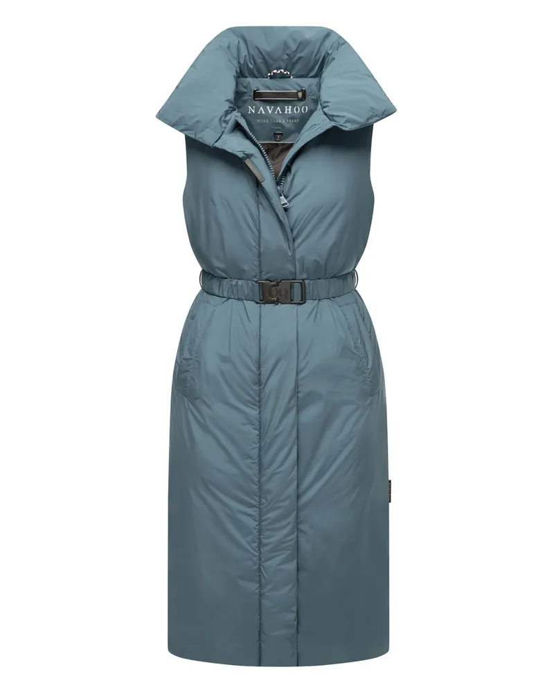 NAVAHOO Abendlied Damen lange Winter Weste – warm & stilvoll Blau
