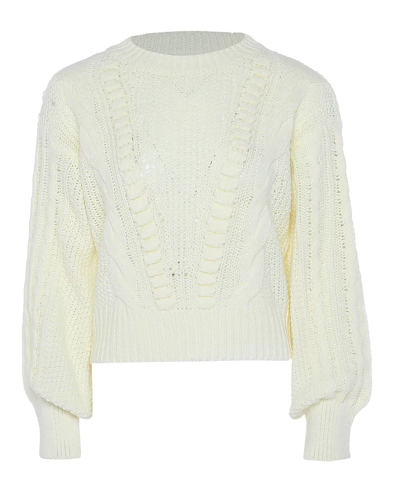 DreiMaster Pullover mit Zopfstrick Damen Wollweiß Wollweiß