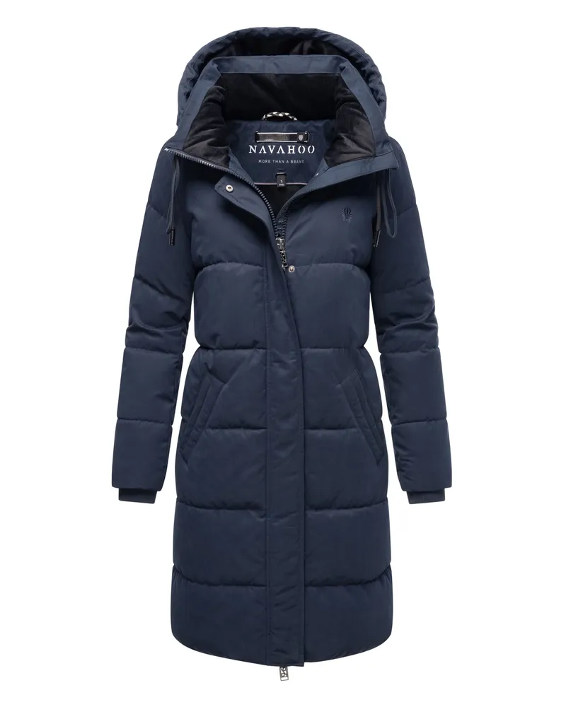 NAVAHOO Wintertanz Damen Winter Steppjacke mit abnehmbarer Kapuze Blau