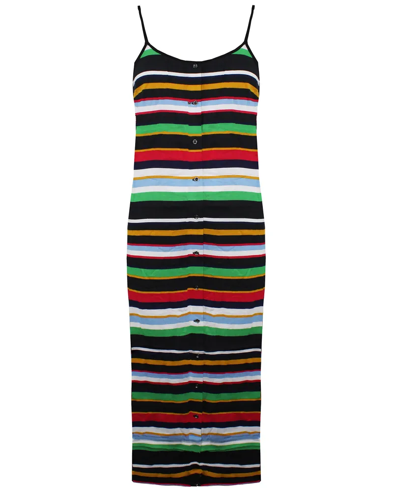 Vans aus der Wand Ärmel und gestreiftes mehrfarbiger Frauen Midi Kleid VN0005HW448 Mehrfarbig