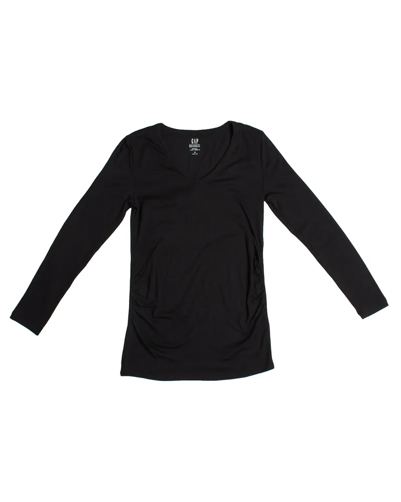 GAP Modernes Umstands-T-Shirt mit V-Ausschnitt Langarm 719653 Damen Schwarz