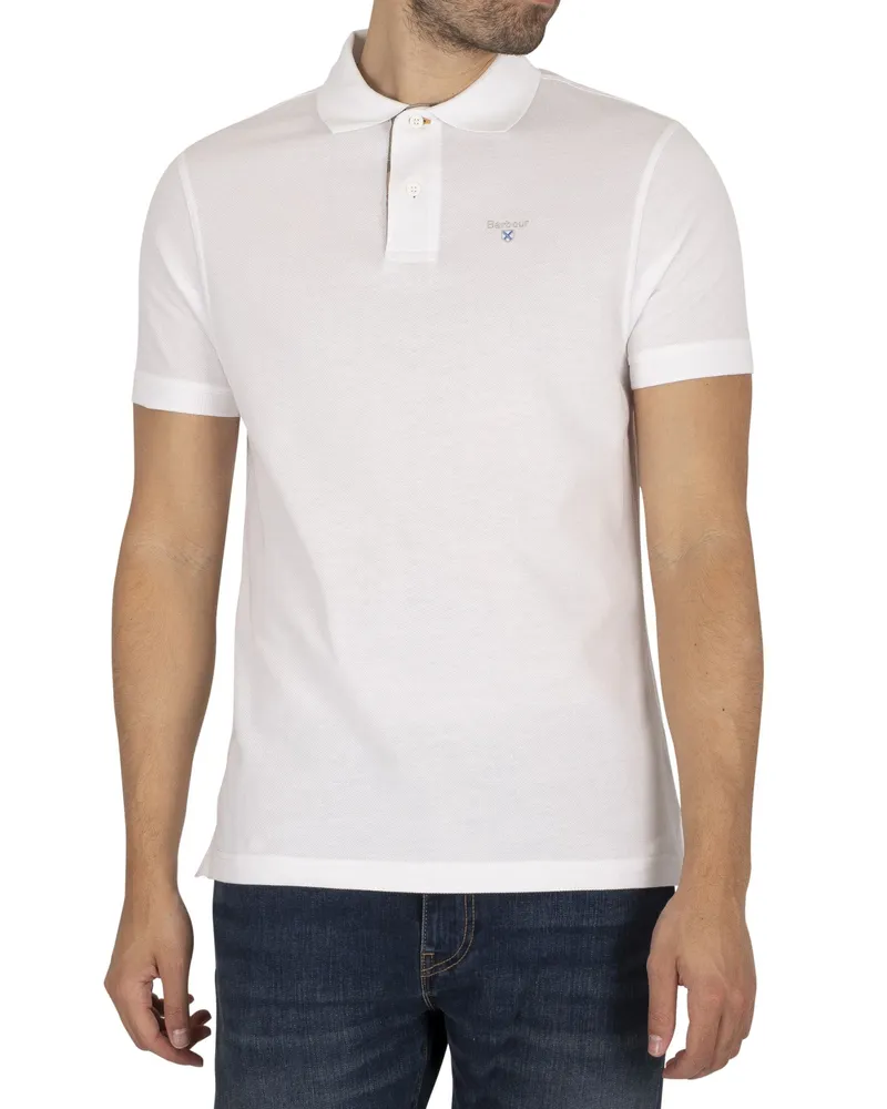 Barbour Tartan Pique Poloshirt, Weiß Weiß