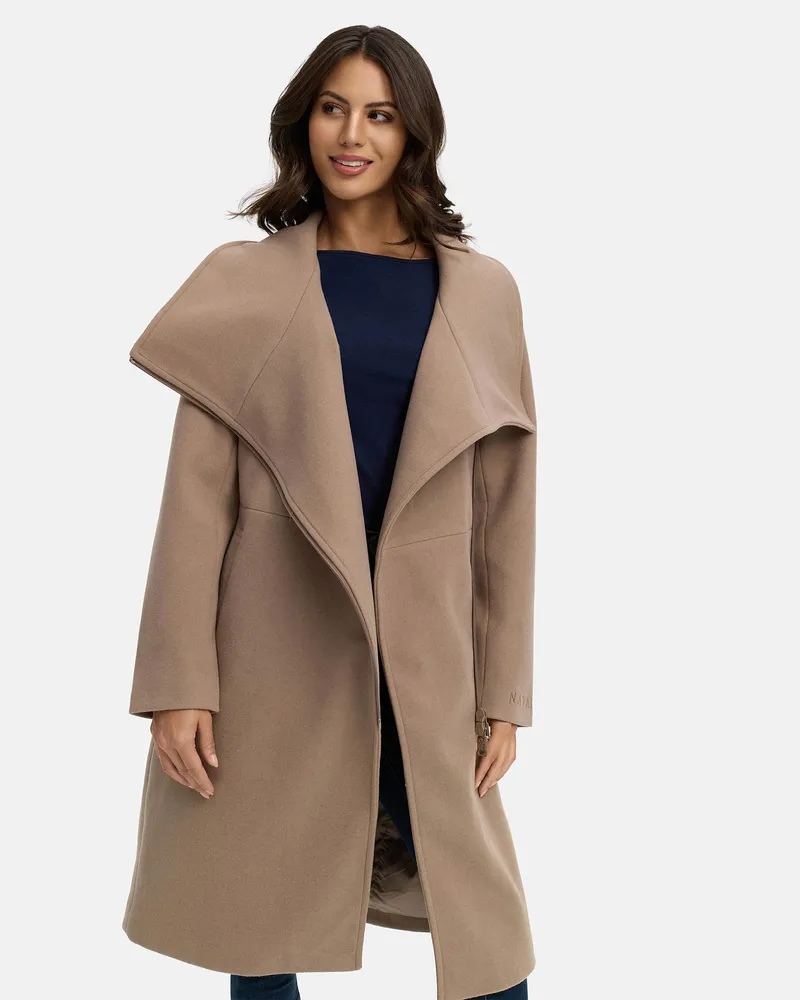 NAVAHOO Samtrose Damen Übergangsmantel mit Stehkragen – elegant & modern Grau
