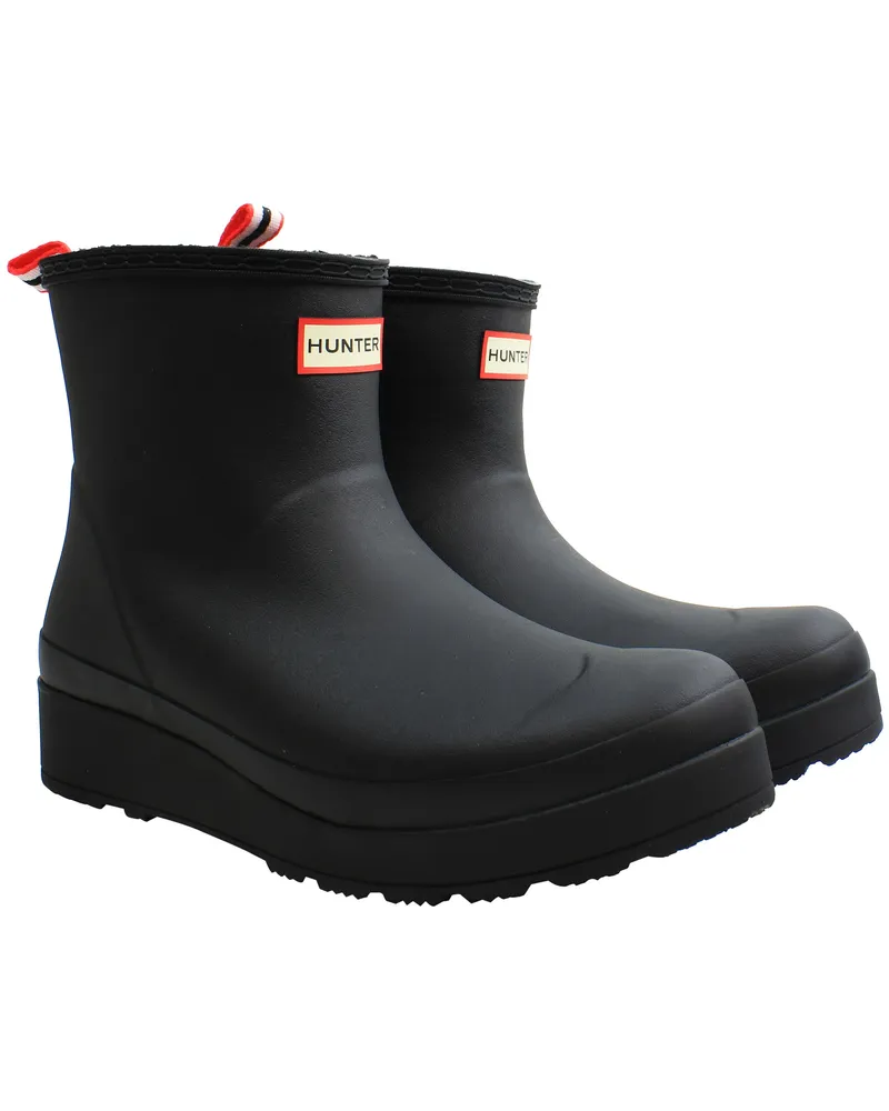 Hunter Play Shearling Insulated Short Damen Gummistiefel in Schwarz Schwarz