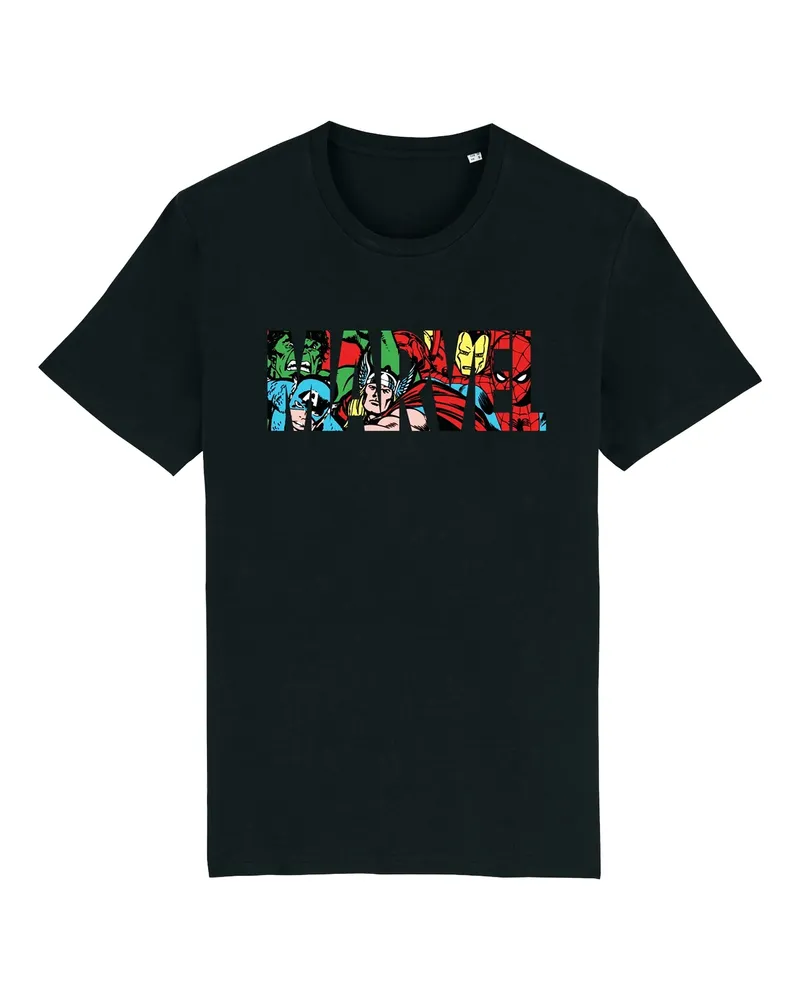 Marvel T-Shirt für Herren/Damen Unisex (Schwarz/Rot/Grün Schwarz