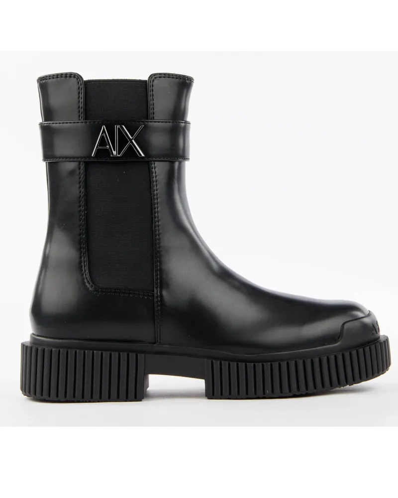 Armani Exchange Damen-Stiefeletten Signature AX Schwarz