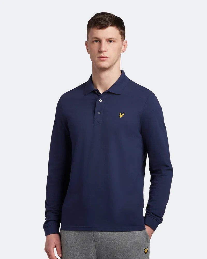 Lyle & Scott Langärmeliges Poloshirt in Navy Marineblau