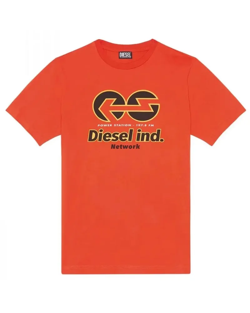 Diesel Unisex Erwachsenen Power Station Logo T-Shirt (Orange/Schwarz Orange