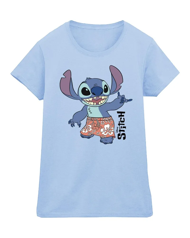 Disney Damen/Lilo & Stitch Bermuda-Shorts T-Shirt aus Baumwolle (Babyblau Hellblau