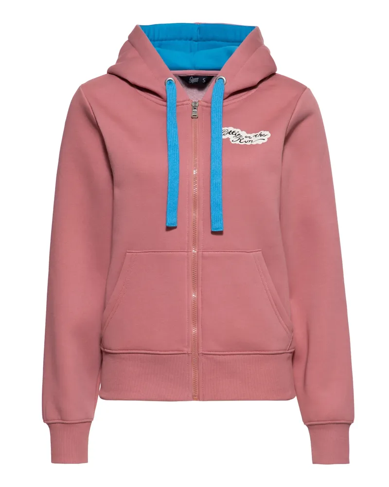 Queen Kerosin Damen Kapuzensweatjacke Hottie on the run Rosé
