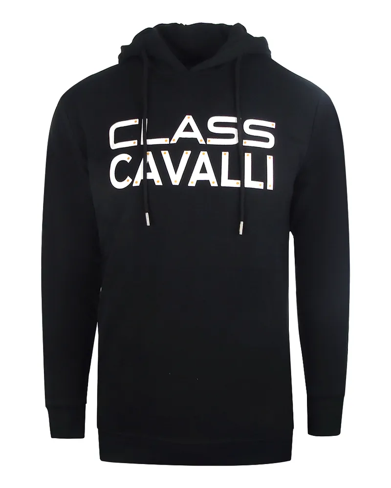Roberto Cavalli Reverse Logo Schwarzer Kapuzenpullover Schwarz