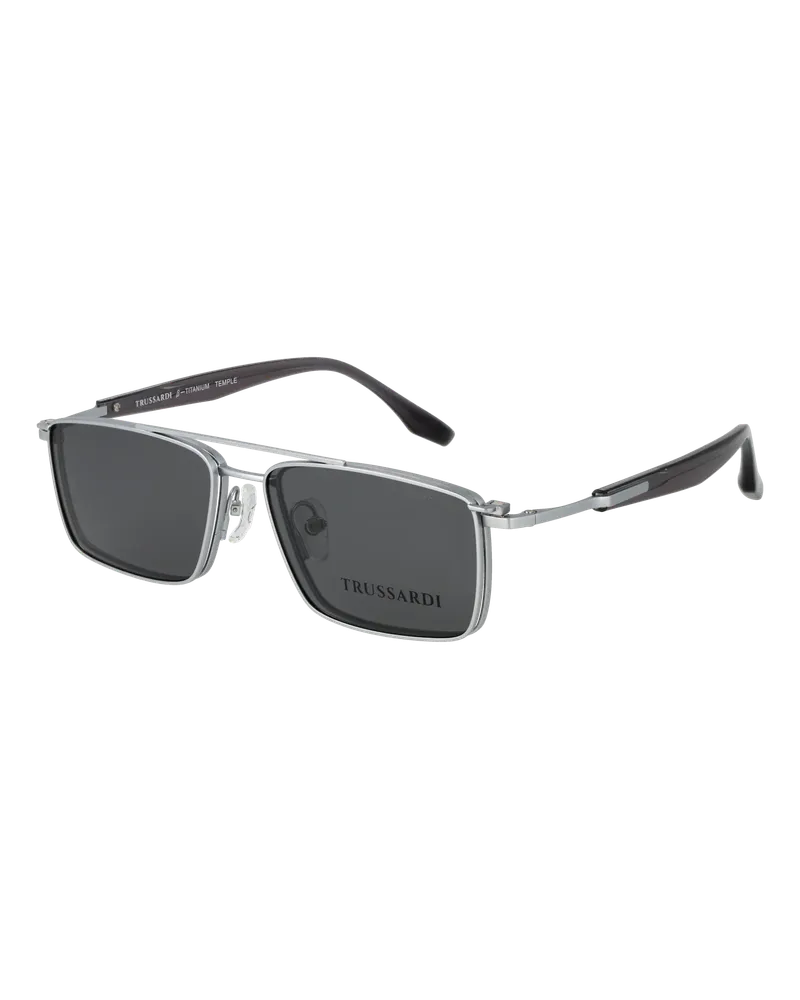Trussardi Brillenfassung mit Sonnenbrillen-Clip TSM1047GT 03A 54 & TSM1047GT 03AG 54 Silber