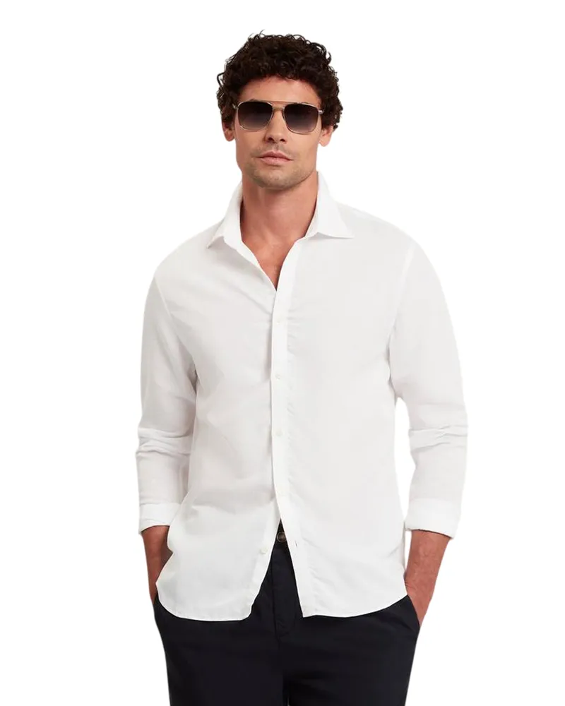 Ted Baker Hemd für Herren, Leinen-Mischung, Regulär, Langärmlig (Weiß Weiß