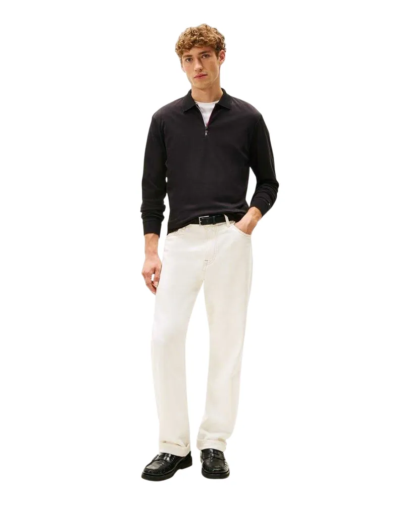 Tommy Hilfiger Poloshirt für Herren, Langärmlig (Schwarz Schwarz