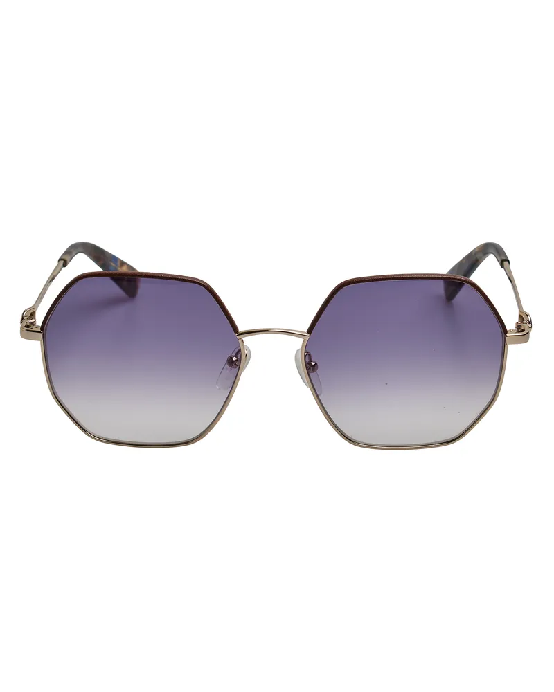 Longchamp Damen Sechseckige Metall-Sonnenbrille LO140SL Gold
