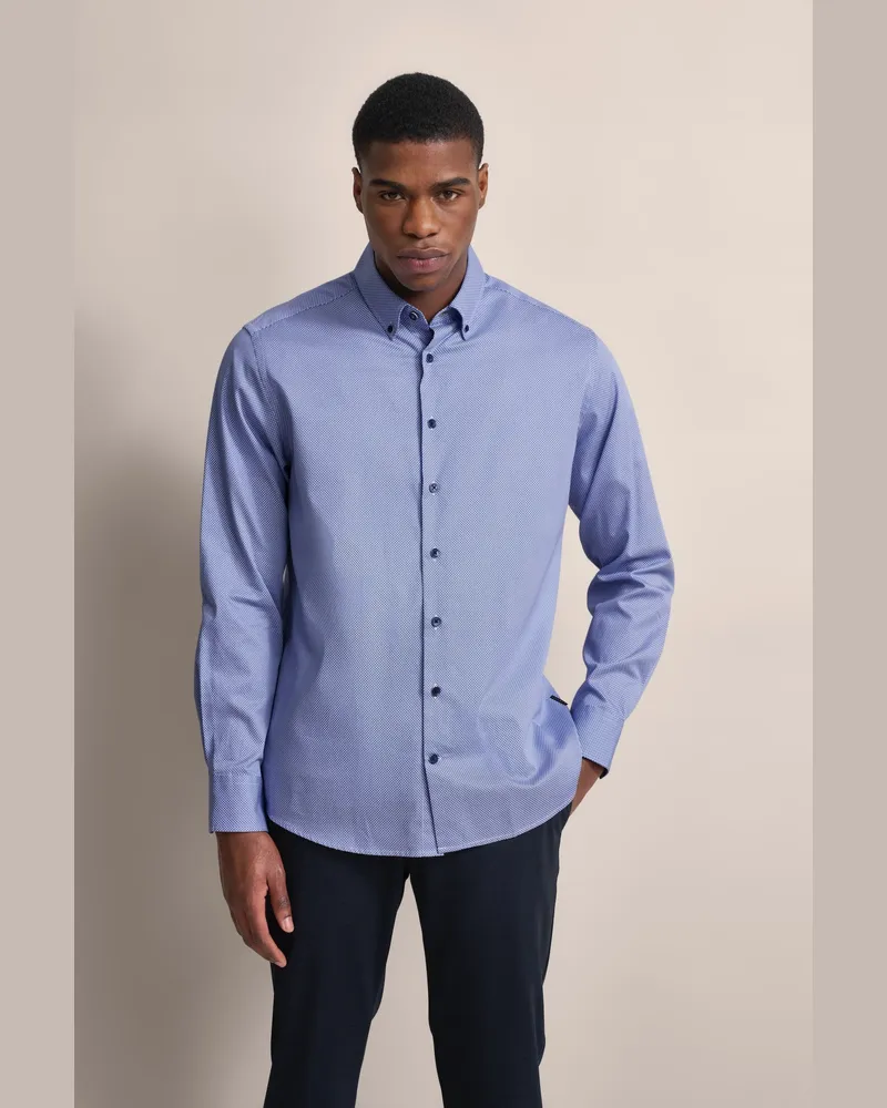 Bugatti Herren Freizeithemd aus feinem Satin Marineblau