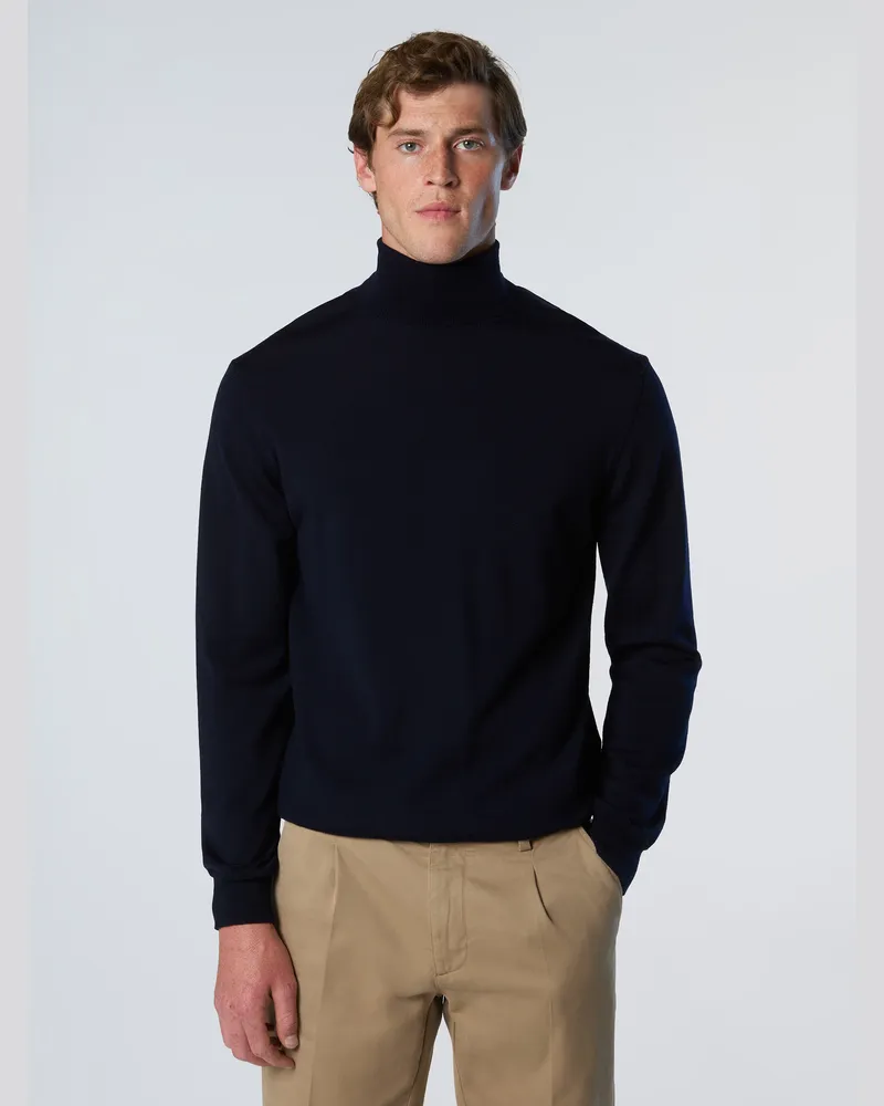 North Sails Rollkragenpullover aus Merinowolle - Marineblau/Blau Marineblau