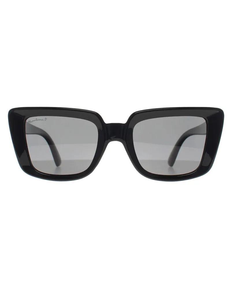 Montana Rectangle Womens Shiny Black Smoke Polarized MP193 Schwarz