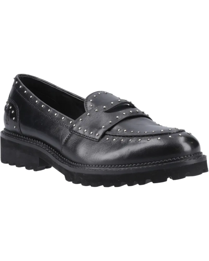 Hush Puppies Genie Leder Damen Schwarze Standard Slipper Schwarz