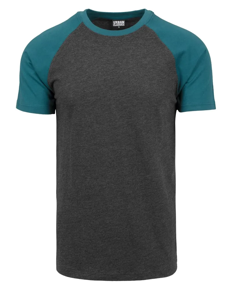 Urban Classics T-Shirt für Herren Raglanärmel (Holzkohle/Petrol Anthrazit
