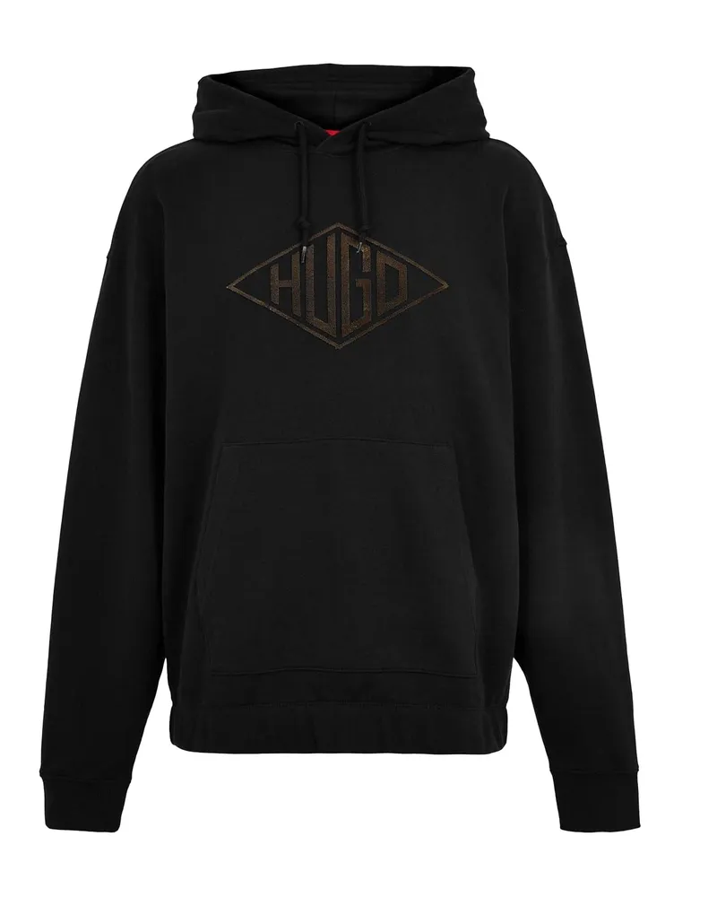 HUGO BOSS Dacorolo" Kapuzenpullover für Herren, Baumwolle (Schwarz Schwarz