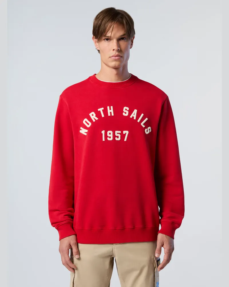 North Sails Kapuzenpullover Hoodie mit gesticktem Schriftzug Rot