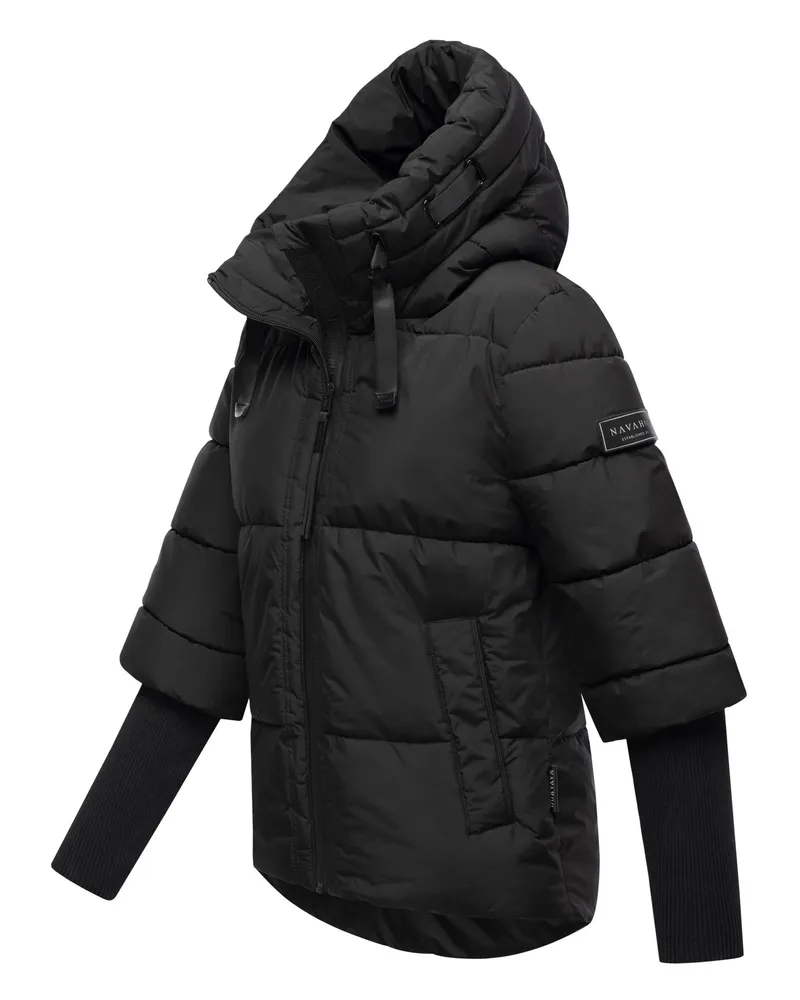 NAVAHOO Damen Winter Steppjacke Lotusherz XIV – warm, funktional & urban Schwarz