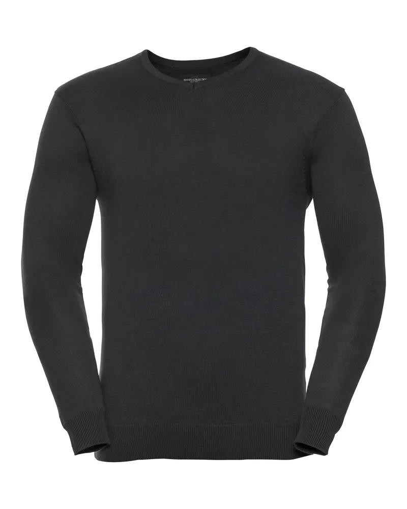 Russell Athletic Russell Collection Strickpullover mit V-Ausschnitt (Schwarz Schwarz