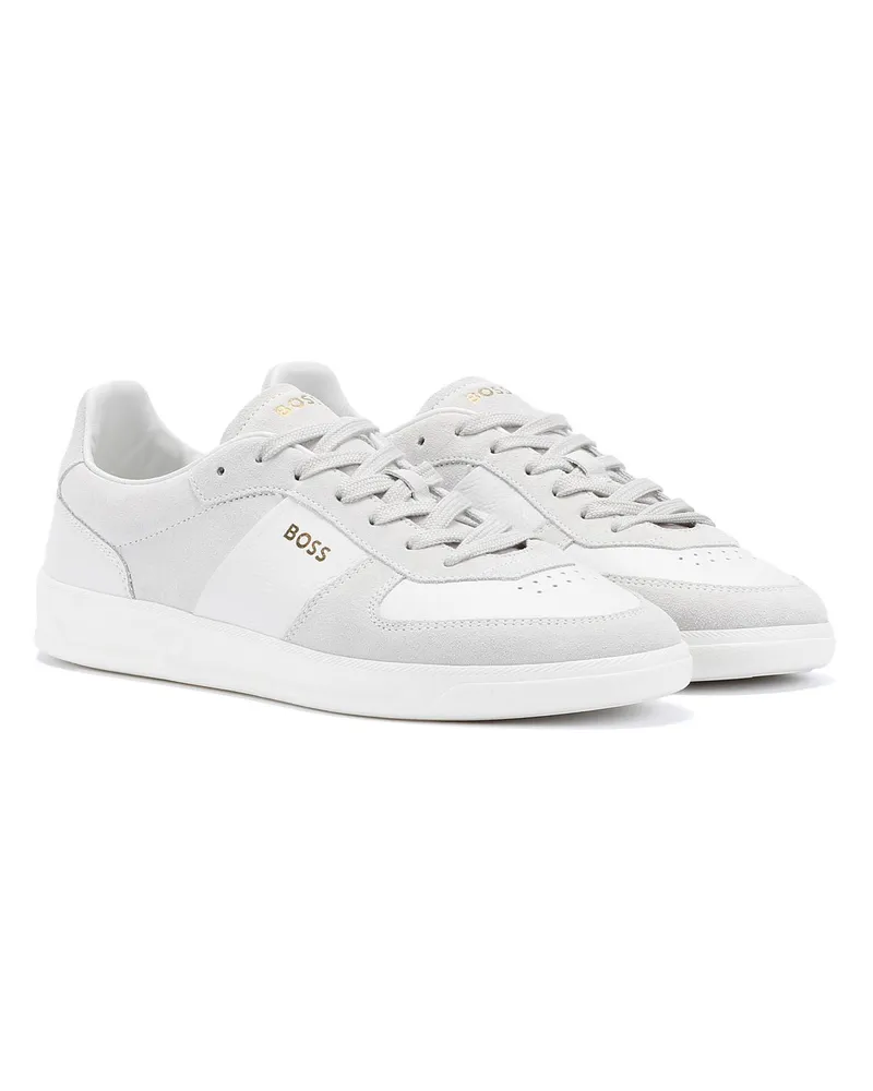 HUGO BOSS Brandon Wildleder Herren Weiße Turnschuhe Weiß
