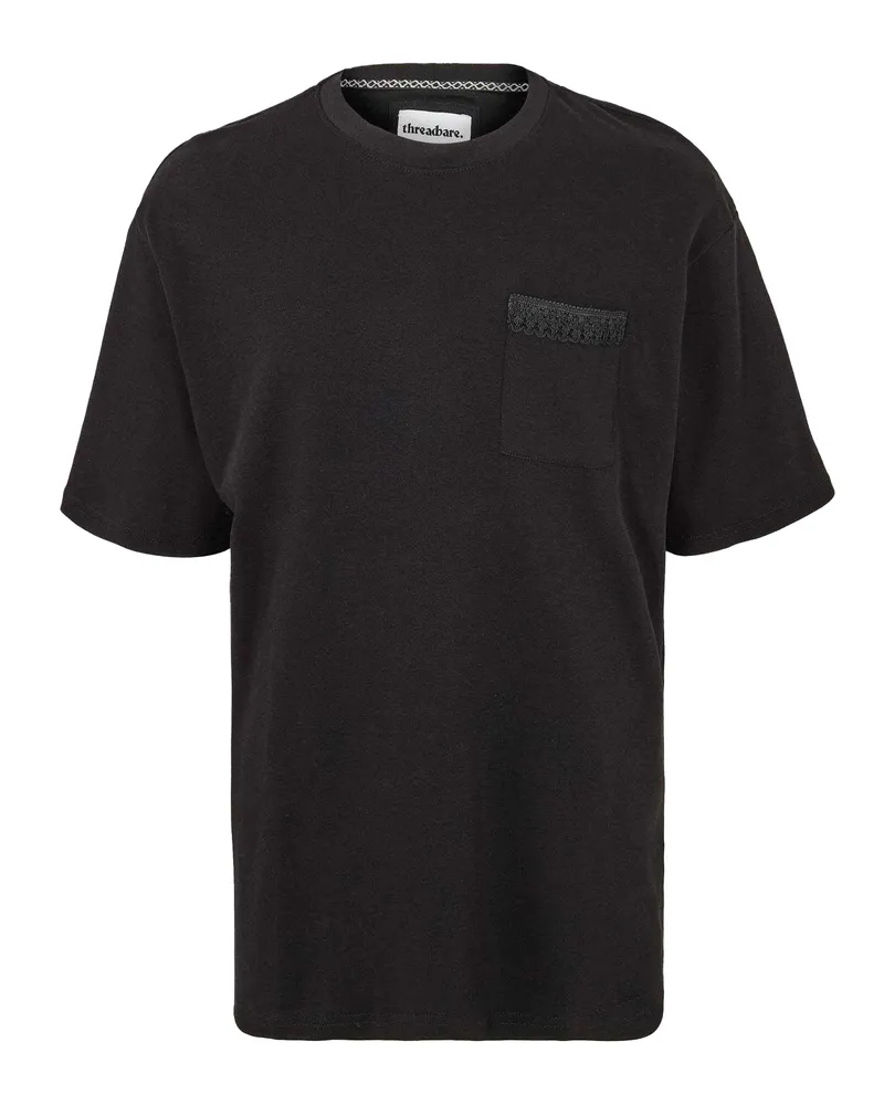 Threadbare Dunedin" T-Shirt für Herren, Texturierter Strick, Regulär (Schwarz Schwarz