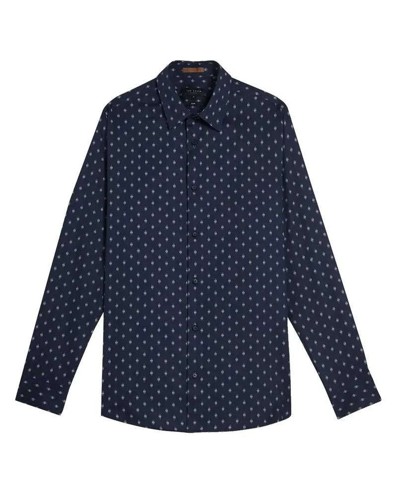 Ted Baker Area Herren Navy Geometrische Druckhemd Marineblau