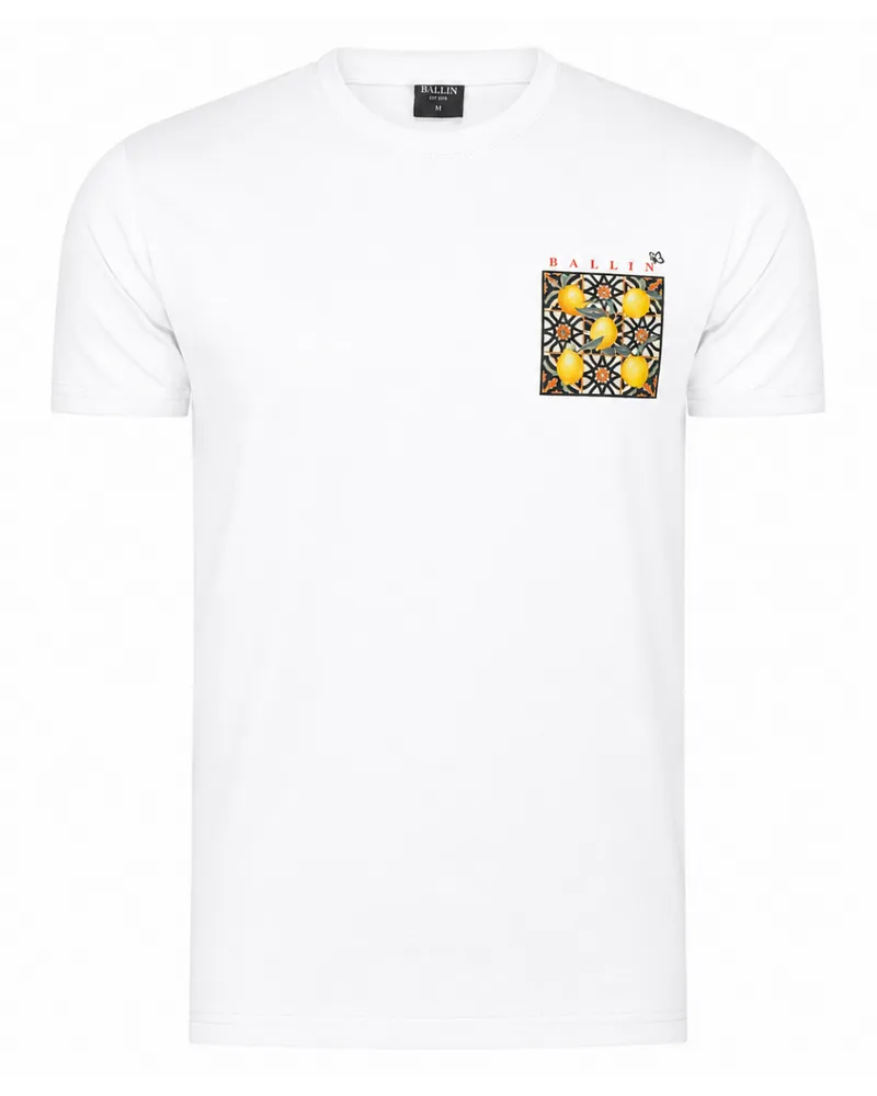 Ballin Est. 2013 T‑Shirt mit orangefarbenem Backprint - Weiß Weiß