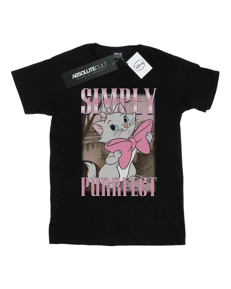 Disney Aristocats Marie Simply Purrfect Homage" T-Shirt für Mädchen (Schwarz Schwarz