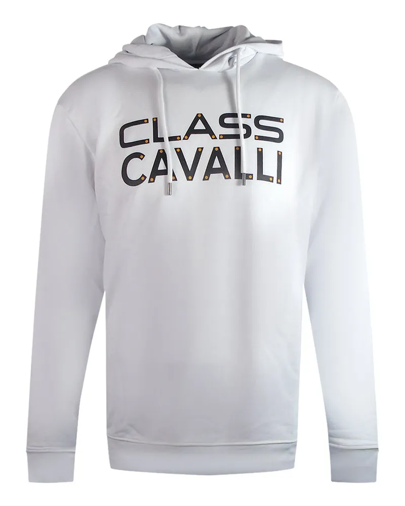 Roberto Cavalli Reverse Logo Weisser Kapuzenpullover Weiß