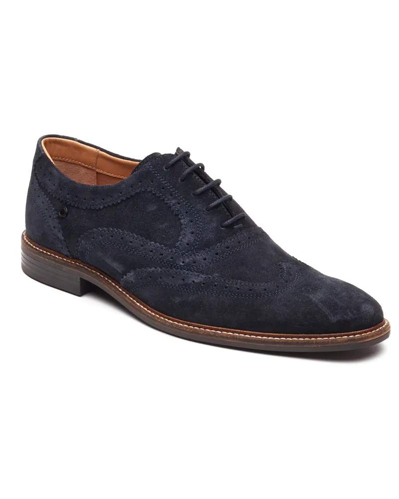 Base London Clarence Brogue Leder Herren Navy Brogues Schuhe Marineblau